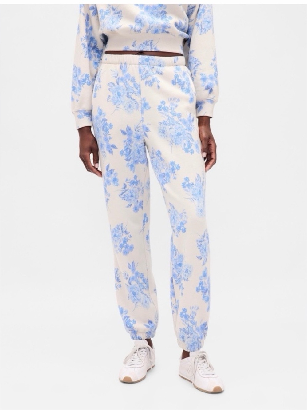 Gap Floral Print Cream & Blue Jogger Pants